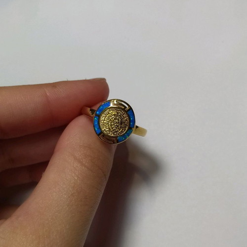 Silver gold-plated 925 ring with blue opal new, size 58