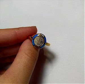 ασημένιο επιχρυσωμένο δαχτυλίδι με οπαλ