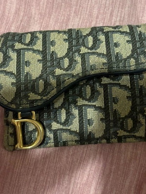 Dior authentic card holder used, gray and gold