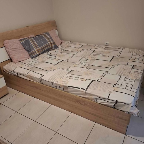 Bed for bedroom super double with single-sided mattress 160/200 like new