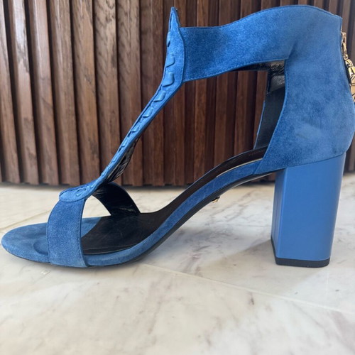 Roberto Cavalli blue suede sandal like new, 7.5cm heel size 40