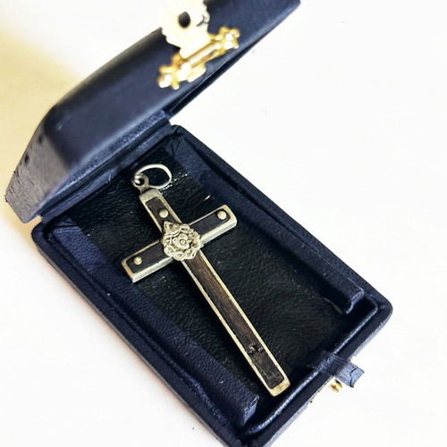 Antique French Cross Pendant with Garnets used, late 19th century