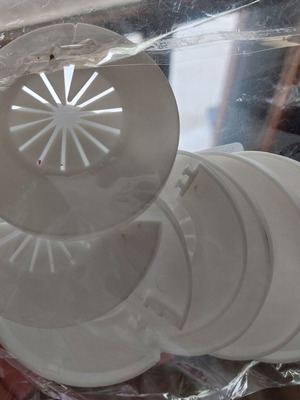 Circular white pipe covers new, pack of 4 pieces