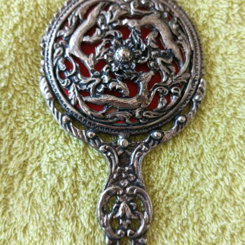 Hand mirror used, vintage 13×7 cm with ladybug gift