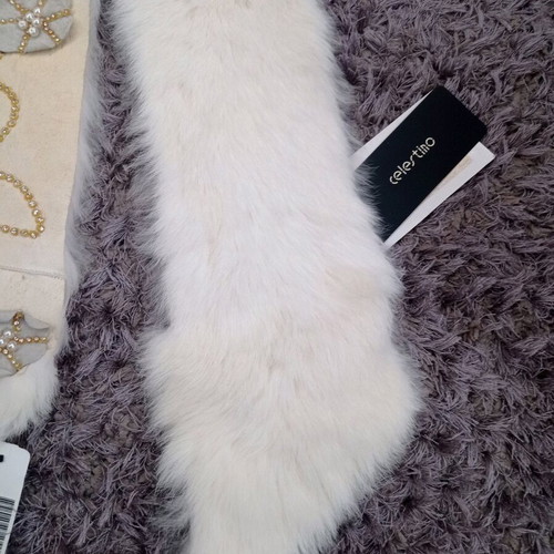 Celestino fur scarf new, 100% rabbit fur and leather