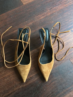Zara suede pointed toe pumps size 37 new, medium heel, brown