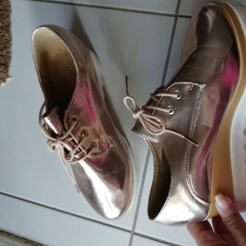 Wedge oxfords size 40 like new, pink gold platform