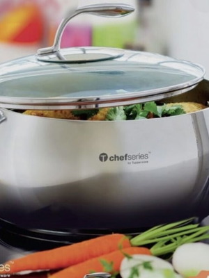 Tupperware Chef Series 7.6L Stainless Steel Pot with Glass Lid new