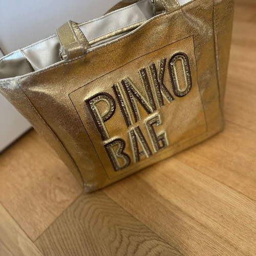 Pinko Doublefaced Shoulder Bag like new, beige and gold