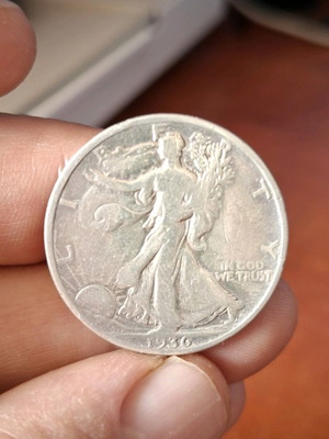 American half dollar 1936 used, silver