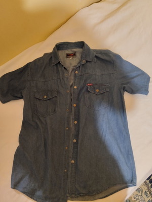 Denim short sleeve shirt like new, size XXL, blue
