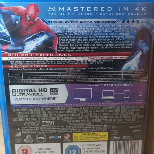 The Amazing Spider-Man 2 Blu-ray with English subtitles