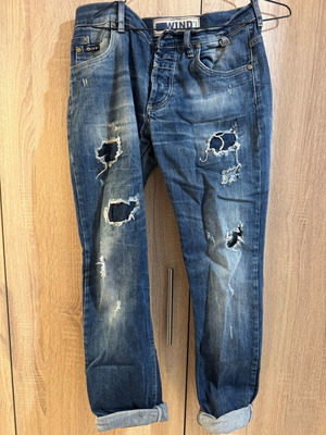 WIND men's jeans used with ripped effect, blue