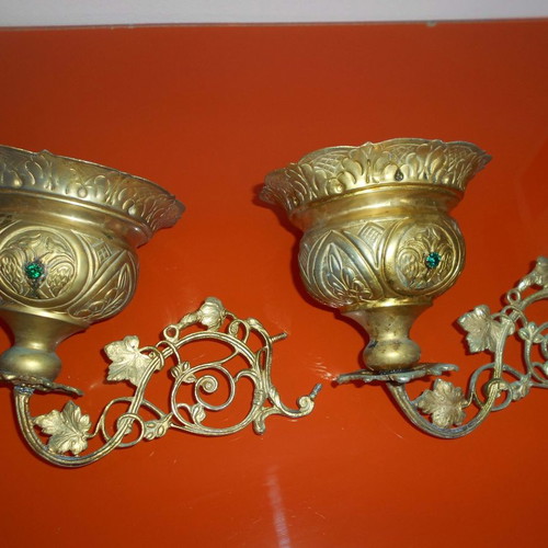 Large church oil lamps used, set of 2 with exquisite decoration