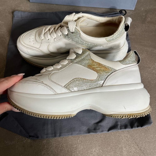 Hogan Maxi Active women's shoes used, size 38, white with silver