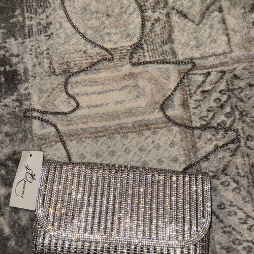 4 Queens silver rhinestone clutch handbag brand new