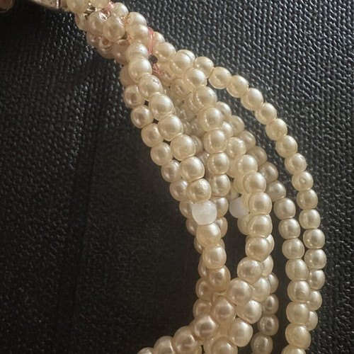 Vintage multi-strand pearl bracelet with cabochon clasp