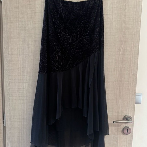 Ellis maxi black skirt, velvet & chiffon finish, size Large