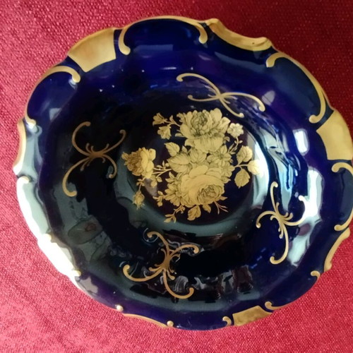 Pirkenhammer vintage bowl like new, gold blue