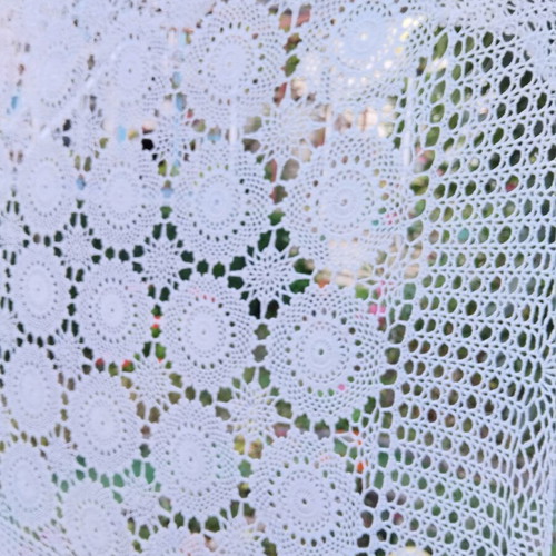 Handmade crochet tablecloth 180x130 cm, white cotton