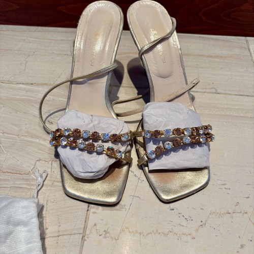 Kalogirou gold sandals with crystals like new, size 39