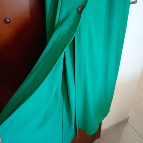 Linen maxi dress emerald green, like new, medium to large