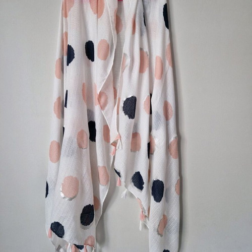 Lynne white scarf with pink and blue details like new