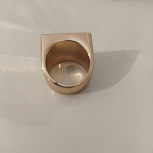 Chunky square ring gold steel with rhinestone, like new