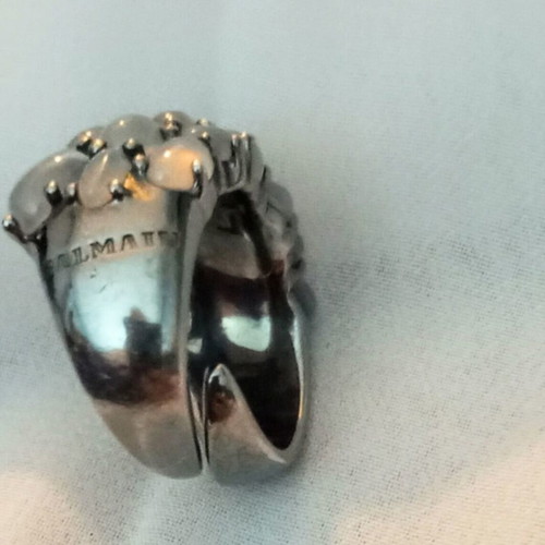 Balmain 925 Silver Ring used with Black Plating and Semi-Precious Stones No. 54
