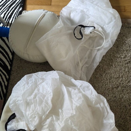 Rucomfy bean bag set used, white-cream, includes lounger and footrests