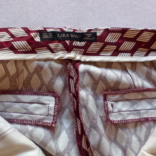 Zara pants with geometric pattern new, burgundy and white