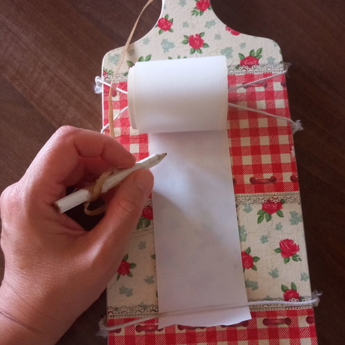 Wooden shopping notepad with decoupage rustic style
