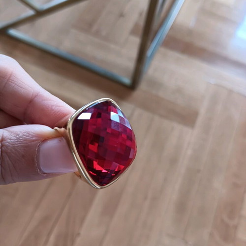 Jewelry set shiny ring size 9 and red wine color earrings new