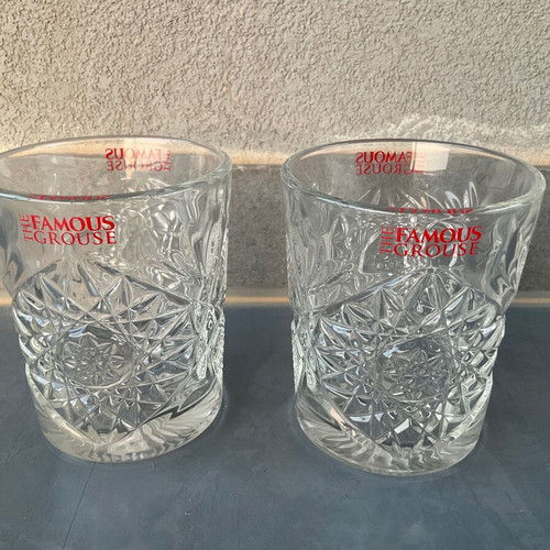 Famous Grouse set of two collectible whisky glasses new