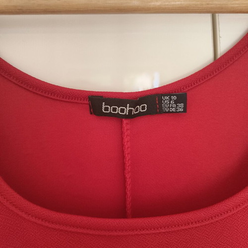 Boohoo red midi bodycon dress size EU 36 new