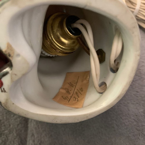 Table lamp used porcelain 1960s with 2.5m cable and switch
