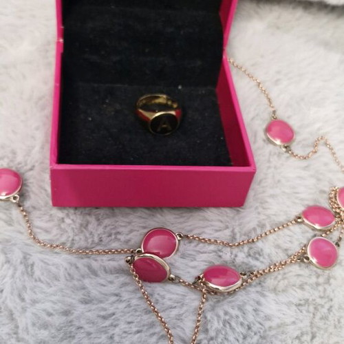 Anna Maria Mazaraki long necklace 61 cm rose gold + Anna Maria Mazaraki ring with initial A