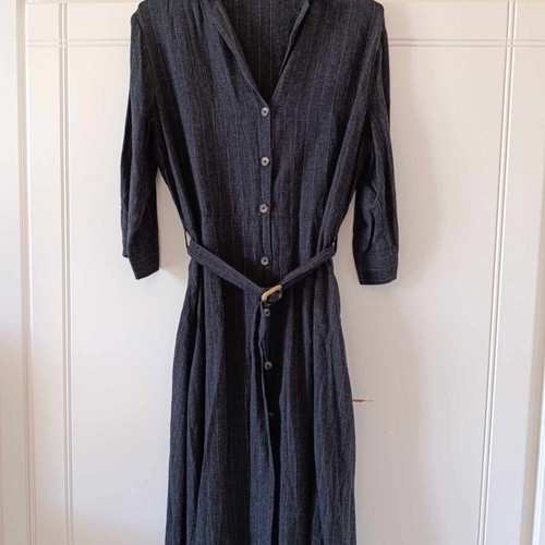 Semizie striped dress with belt like new, Mango, black and gray, size L