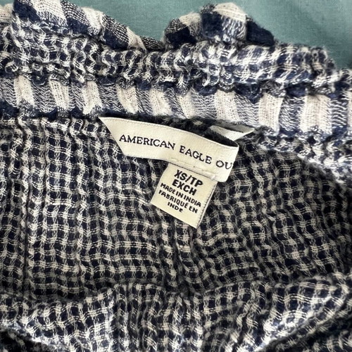 American Eagle off shoulder top used, white and blue