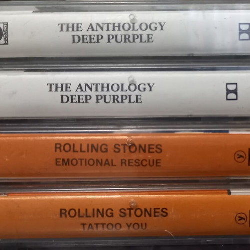 Cassette tapes used, set of 26 with Pink Floyd, Led Zeppelin, Rolling Stones
