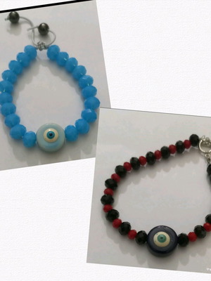 Handmade bracelets new, set of two, black and turquoise