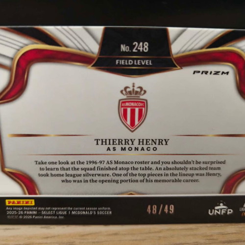 2025-26 Select Ligue 1 Thierry Henry Purple Dragon Scale Card #248 new
