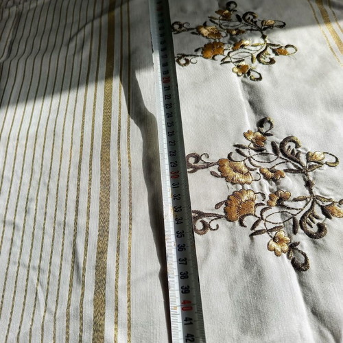 Vintage runner with gold embroidered motifs and gold stripes 87x44 cm