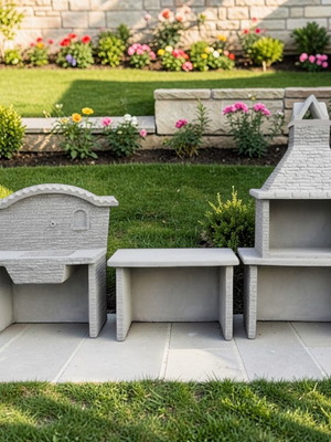 Stella Outdoor Summer Kitchen Concrete Set with Sink and Barbecue New