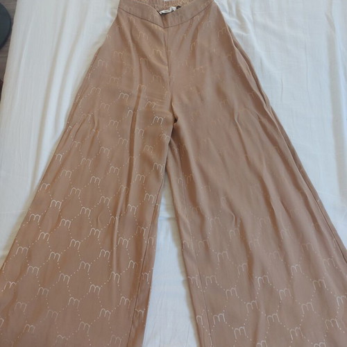 Moutaki set shirt and wide-leg pants, brown and gold