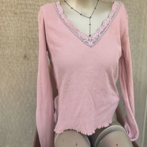 Pink thin long-sleeve Principles blouse like new, size M