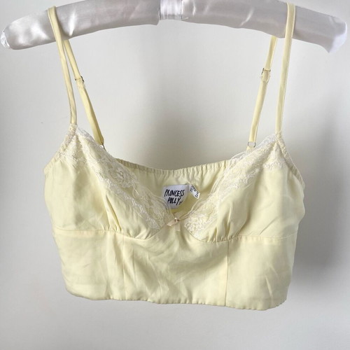 Princess Polly Lace-Trim Bustier Crop Top like new, size M, yellow