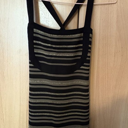 Mango black dress with gold stripes and matching Zara bolero jacket like new