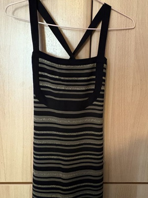 Mango black dress with gold stripes and matching Zara bolero jacket like new