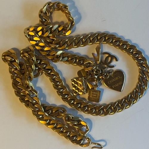 Chanel vintage gold chain belt used, size 90